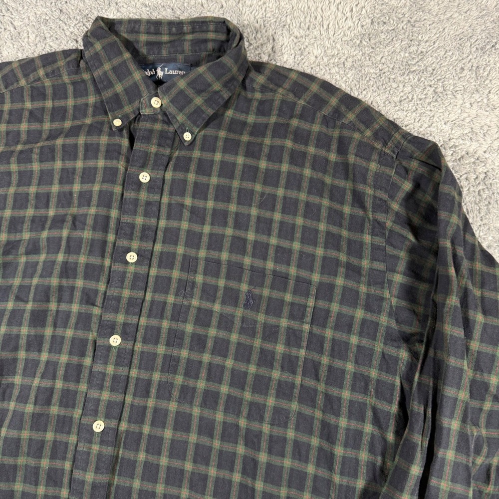 VTG Polo Ralph‎ Lauren Big Shirt Windowpane Plaid Multicolor Button Shirt Sz L
